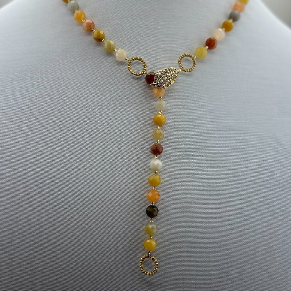 Jade Necklace-Multi Color Gemstone Necklace-Hand Knotted Bead Necklace